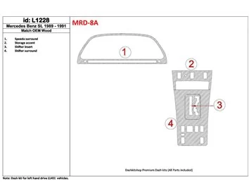 Mercedes Benz SL R129 Classe 1989-1991 Ensemble Complet Intérieur BD Dash Trim Kit - 1