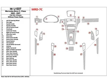 Mercedes Benz W203 Classe C 2005-2007 Ensemble Complet, Coupé 4 Portes, Sans Sièges Électriques Intérieur BD Dash Trim Kit - 1