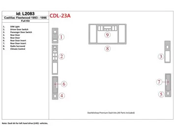 Cadillac Fleetwood 1993-1996 Volledige set interieur BD Dash Trim Kit - 1