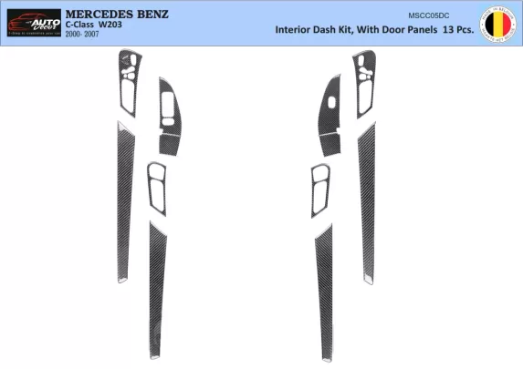 Mercedes Classe C W203 05.2005 Kit de décoration intérieure 3D pour tableau de bord Dash Trim Dekor 13-Parts - 1