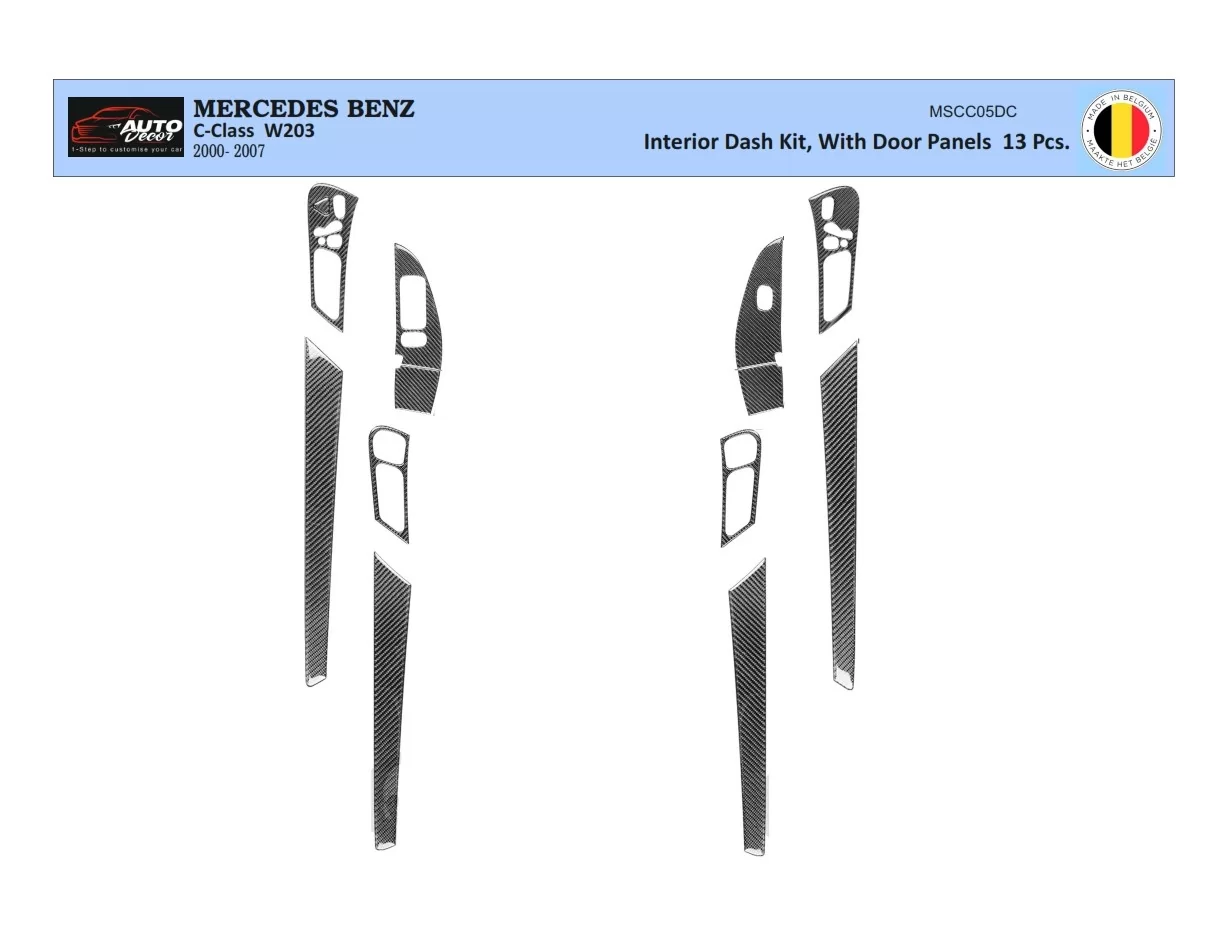 Mercedes C-Class W203 05.2005 3D Interior Dashboard Trim Kit Dash Trim Dekor 13-Parts - 1 - Interior Dash Trim Kit