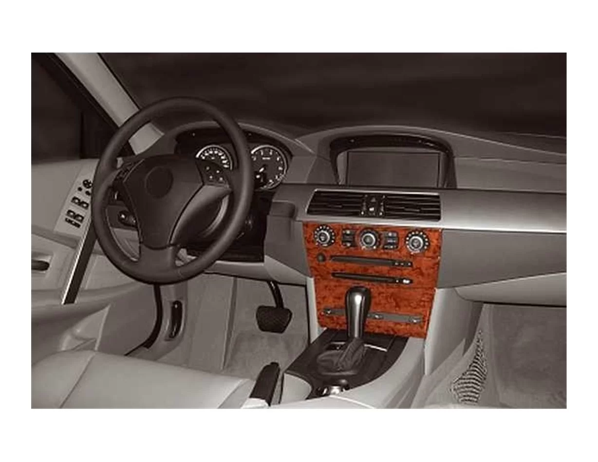 BMW Série 5 E60-E61 07.03-11.09 Kit de décoration intérieure 3D pour tableau de bord Dash Trim Dekor 8-Parts - 1