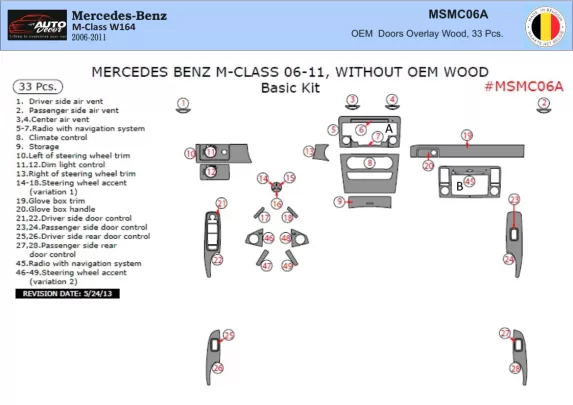 Mercedes ML-Klasse W164 2006-2011 Inleg dashboard Interieurset aansluitend en pasgemaakt op he 33 -Teile - 1 Mercedes ML-Klasse W164 2006-2011 Inleg dashboard Interieurset aansluitend en pasgemaakt op he 33 -Teile - 1