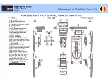 Mercedes ML-Klasse W164 2006-2011 Inleg dashboard Interieurset aansluitend en pasgemaakt op he 49 -Teile - 1