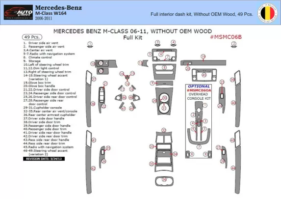 Mercedes ML-Klasse W164 2006-2011 Inleg dashboard Interieurset aansluitend en pasgemaakt op he 49 -Teile - 1 Mercedes ML-Klasse W164 2006-2011 Inleg dashboard Interieurset aansluitend en pasgemaakt op he 49 -Teile - 1