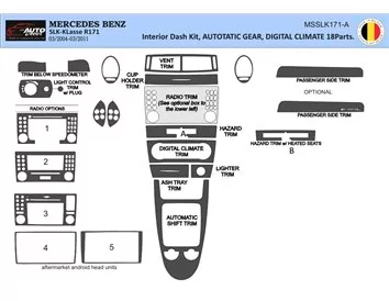 Mercedes SLK (R171) 2004-2010 Kit de garniture de tableau de bord intérieur 3D Dash Trim Dekor 18-Parts - 1