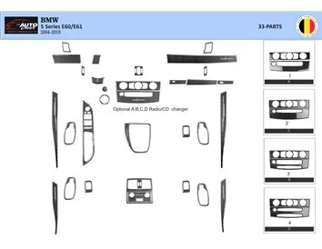 BMW 5 Serie E60/E61 2004–2010 Inleg dashboard Interieurset aansluitend en pasgemaakt op he 33 -Teile - 1