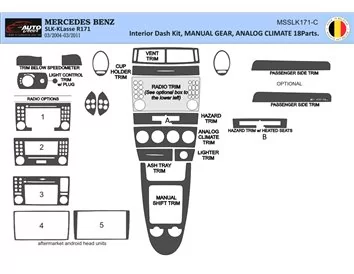 Mercedes SLK (R171) 2004-2010 Kit de garniture de tableau de bord intérieur 3D Dash Trim Dekor 18-Parts - 1