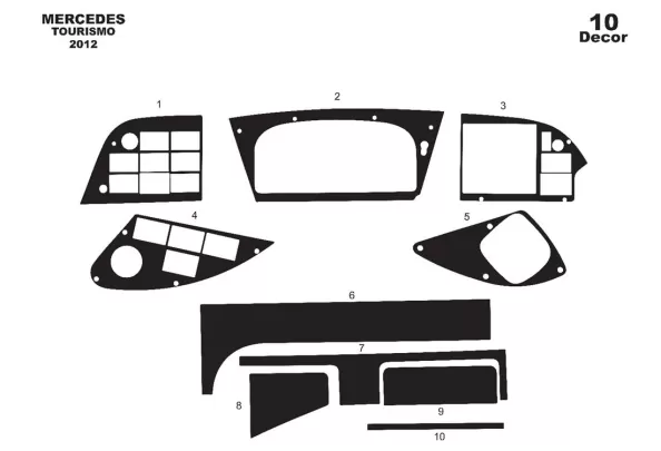 Mercedes Tourismo 01.2011 Kit de garniture de tableau de bord intérieur 3D Dash Trim Dekor 10-Parts - 1