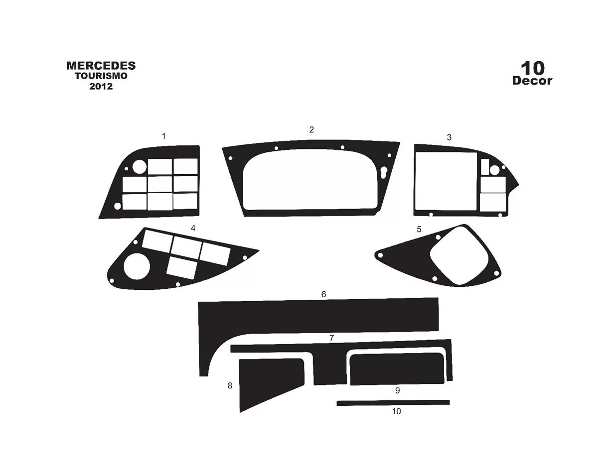 Mercedes Tourismo 01.2011 Kit de garniture de tableau de bord intérieur 3D Dash Trim Dekor 10-Parts - 1