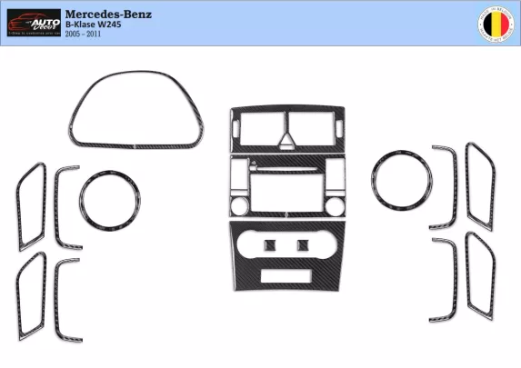 Mercedes W245 Classe B 2005 – 2011 Kit de garniture de tableau de bord intérieur 3D Dash Trim Dekor 16-Parts - 1
