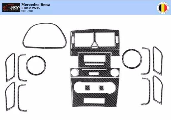 Mercedes W245 Classe B 2005 – 2011 Kit de garniture de tableau de bord intérieur 3D Dash Trim Dekor 18-Parts - 1