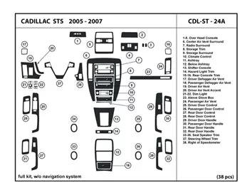 Cadillac STS 2008-2012 Volledige set, met NAVI, zonder NAVI Interieur BD Dash Trim Kit - 1