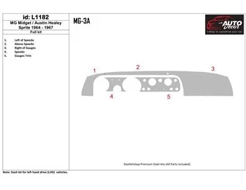 MG Midget/Austin Healey Sprite 1964-1967 Ensemble complet Intérieur BD Dash Trim Kit - 1
