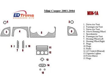 Mini Cooper 2003-2004 Volledige set interieur BD Dash Trim Kit - 1