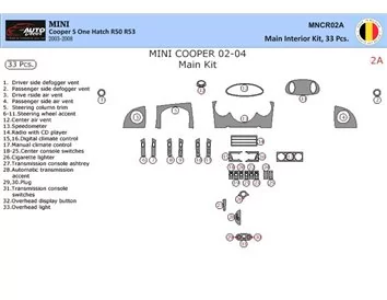 Mini Cooper R50 R53 2003-2008 3D Interior Dashboard Trim Kit Dash Trim Dekor 33-Parts - 1