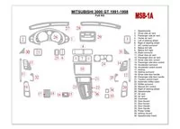 Mitsubishi 3000GT 1991-1998 Ensemble complet de garnitures de tableau de bord intérieur BD - 1