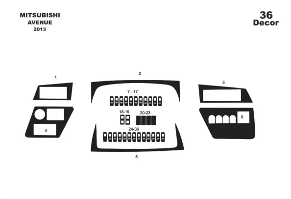 Mitsubishi Aveneu 01.2013 3D Interior Dashboard Trim Kit Dash Trim Dekor 36-Parts - 1 - Interior Dash Trim Kit Mitsubishi Aveneu 01.2013 3D Interior Dashboard Trim Kit Dash Trim Dekor 36-Parts - 1 - Interior Dash Trim Kit