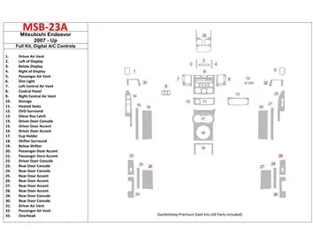Mitsubishi Endeavour 2007-UP Ensemble complet, kit de garniture de tableau de bord BD intérieur AC automatique - 1