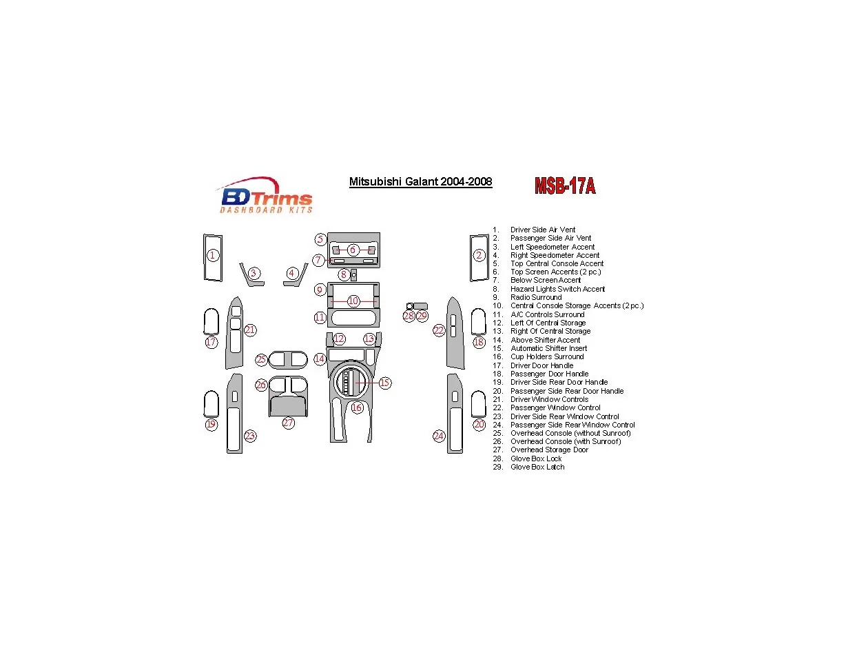 Mitsubishi Galant 2004-2008 avec kit de garniture de tableau de bord BD intérieur changeur de 6 CD - 1