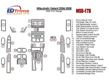 Mitsubishi Galant 2004-2008 With 6 CD Player Interior BD Dash Trim Kit - 1