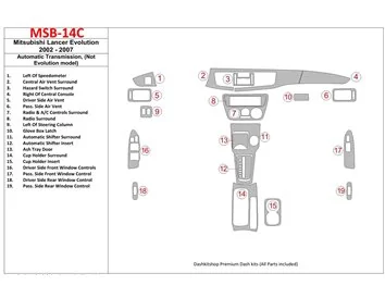Mitsubishi Lancer 2002-2007 Automatic Gear, ( EVOLUTION model) Interior BD Dash Trim Kit - 1