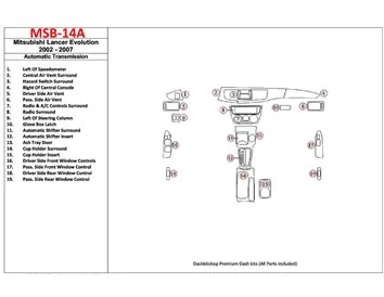 Mitsubishi Lancer Evolution 2002-2007 Automatic Gear Interior BD Dash Trim Kit - 1