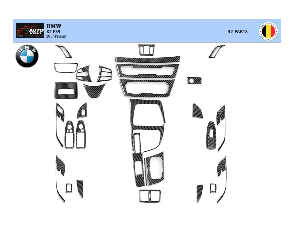 BMW X2 F39 From 2019 3D Interior Dashboard Trim Kit Dash Trim Dekor 32-Parts - 1 - Interior Dash Trim Kit