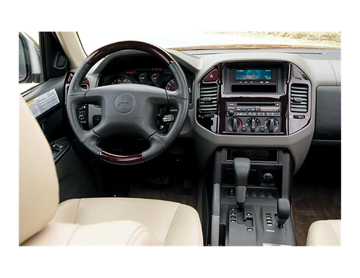 Mitsubishi Pajero 01.01-05.04 Kit de garniture de tableau de bord intérieur 3D Dash Trim Dekor 22-Parts - 1