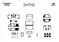 Mitsubishi Pajero 01.01-05.04 Kit de garniture de tableau de bord intérieur 3D Dash Trim Dekor 22-Parts - 2 Mitsubishi Pajero 01.01-05.04 Kit de garniture de tableau de bord intérieur 3D Dash Trim Dekor 22-Parts - 2
