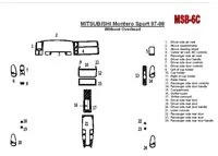 Mitsubishi Pajero Sport/Montero Sport 1998-2008 Without Overhead, 24 Parts set Interior BD Dash Trim Kit - 2 Mitsubishi Pajero Sport/Montero Sport 1998-2008 Without Overhead, 24 Parts set Interior BD Dash Trim Kit - 2