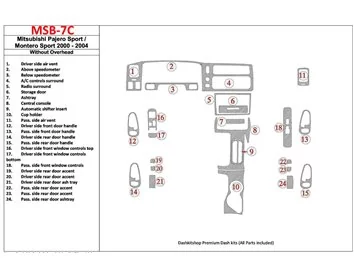 Mitsubishi Pajero Sport/Montero Sport 1998-2008 Without Overhead, 24 Parts set Interior BD Dash Trim Kit - 1