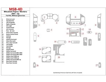 Mitsubishi Pajero/Montero 2000-2006 ensemble complet, sans kit de garniture de tableau de bord BD intérieur glowe-box - 1