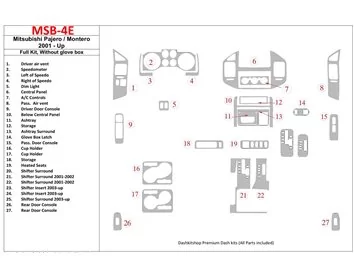 Mitsubishi Pajero/Montero 2000-2006 ensemble complet, sans kit de garniture de tableau de bord BD intérieur glowe-box - 1