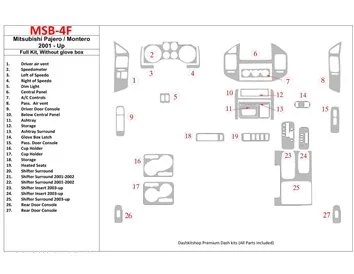 Mitsubishi Pajero/Montero 2000-2006 ensemble complet, sans kit de garniture de tableau de bord BD intérieur glowe-box - 1