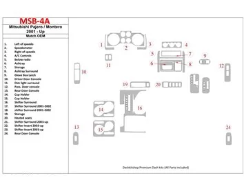 Mitsubishi Pajero/Montero 2000-2006 Kit de garniture de tableau de bord BD intérieur conforme OEM - 1