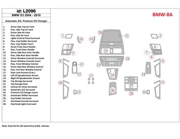 BMW X3 2004-UP automatische versnellingsbak AC-bediening, premium cd-wisselaar interieur BD dashboardafwerkingsset - 1
