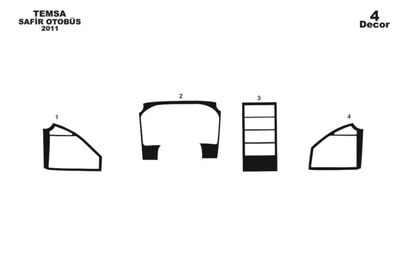 Mitsubishi Safir 01.2011 Kit de garniture de tableau de bord intérieur 3D Dash Trim Dekor 4-Parts - 1 Mitsubishi Safir 01.2011 Kit de garniture de tableau de bord intérieur 3D Dash Trim Dekor 4-Parts - 1