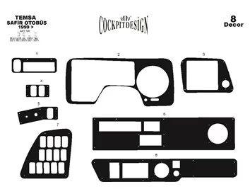Mitsubishi Safir 01.99-12.10 3D Interior Dashboard Trim Kit Dash Trim Dekor 8-Parts - 1 - Interior Dash Trim Kit