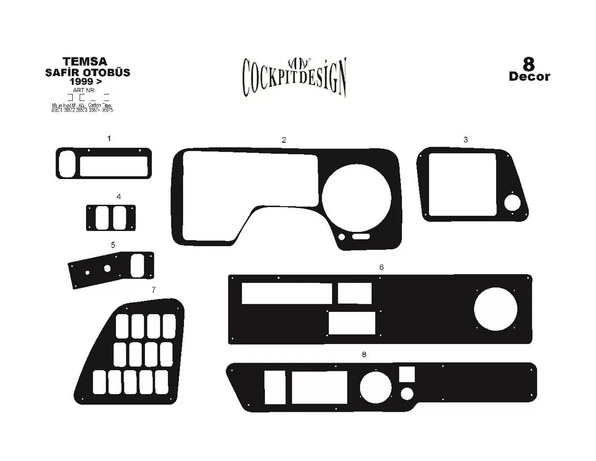 Mitsubishi Safir 01.99-12.10 3D Interior Dashboard Trim Kit Dash Trim Dekor 8-Parts - 1