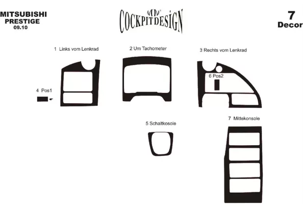 Mitsubishi Temsa Prestige 09.2010 3D Interior Dashboard Trim Kit Dash Trim Dekor 7-Parts - 1
