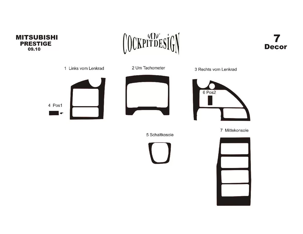 Mitsubishi Temsa Prestige 09.2010 3D Interior Dashboard Trim Kit Dash Trim Dekor 7-Parts - 1 - Interior Dash Trim Kit