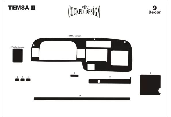 Mitsubishi Temsa Prestige Midibus 01.1999 Kit de garniture de tableau de bord intérieur 3D Dash Trim Dekor 9-Parts - 1 Mitsubishi Temsa Prestige Midibus 01.1999 Kit de garniture de tableau de bord intérieur 3D Dash Trim Dekor 9-Parts - 1