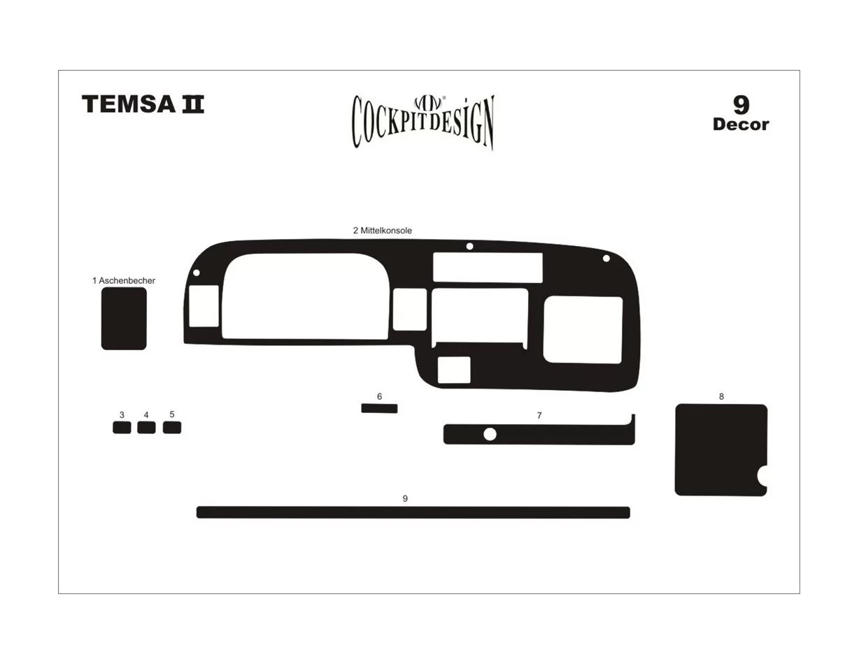 Mitsubishi Temsa Prestige Midibus 01.1999 3D Interior Dashboard Trim Kit Dash Trim Dekor 9-Parts - 1 - Interior Dash Trim Kit