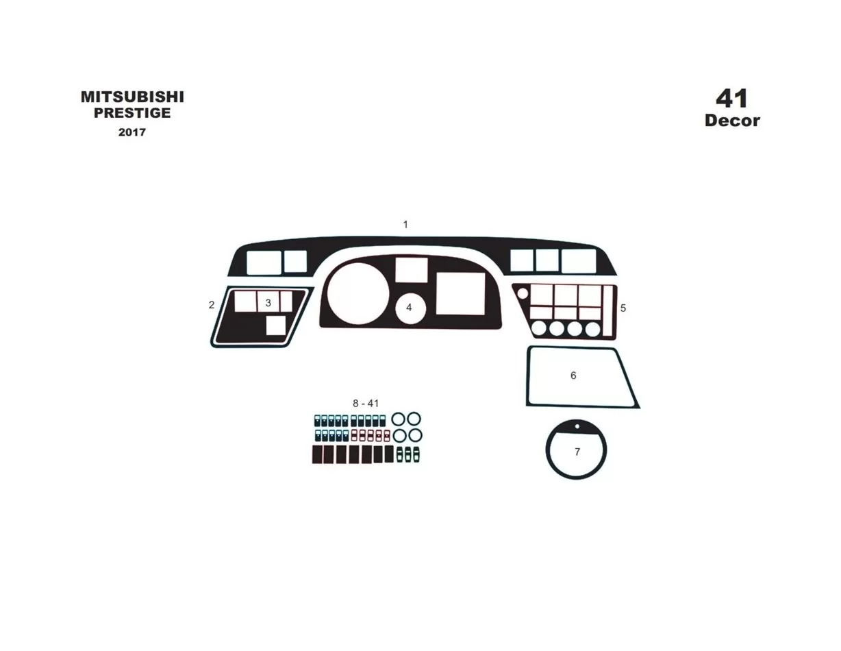 Mitsubishi Temsa Prestige Midibus 2017 3D Interior Dashboard Trim Kit Dash Trim Dekor 41-Parts - 1 - Interior Dash Trim Kit