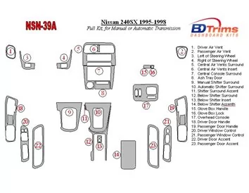 Nissan 240SX 1995-1998 Boîte de vitesses manuelle ou boîte de vitesses automatique Intérieur BD Décoration de tableau de bord - 