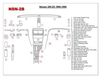 Nissan 300ZX 1990-1996 Ensemble complet de garnitures de tableau de bord intérieur BD - 1