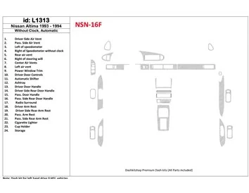 Nissan Altima 1993-1993 Boîte de vitesses automatique, Sans montres, Sans OEM, Ensemble de 23 pièces Intérieur BD Dash Trim Kit 