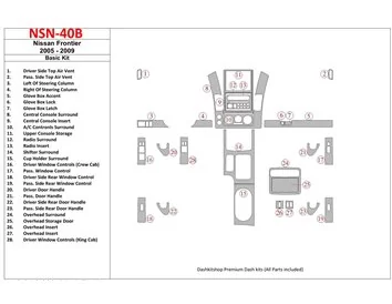Nissan Frontier 2005-UP Basic Set Interior BD Dash Trim Kit - 1 - Interior Dash Trim Kit
