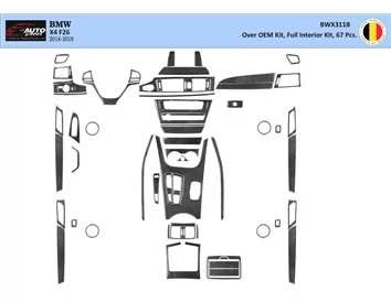 BMW X4 F26 2014–2018 Kit de décoration intérieure 3D pour tableau de bord Dash Trim Dekor 54-Parts - 1